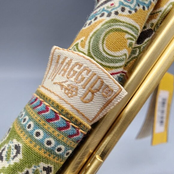 MAGGI B Framed Makeup Bag 6"x3.5" Paisley Print Yellow Vintage Style GANZ - Picture 6 of 10